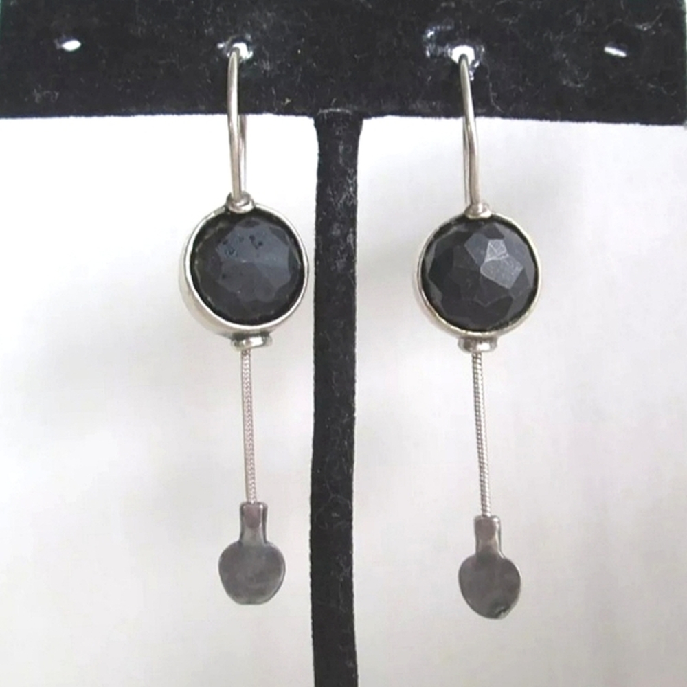Retired Silpada Black Onyx Sterling Silver Earrings W1626